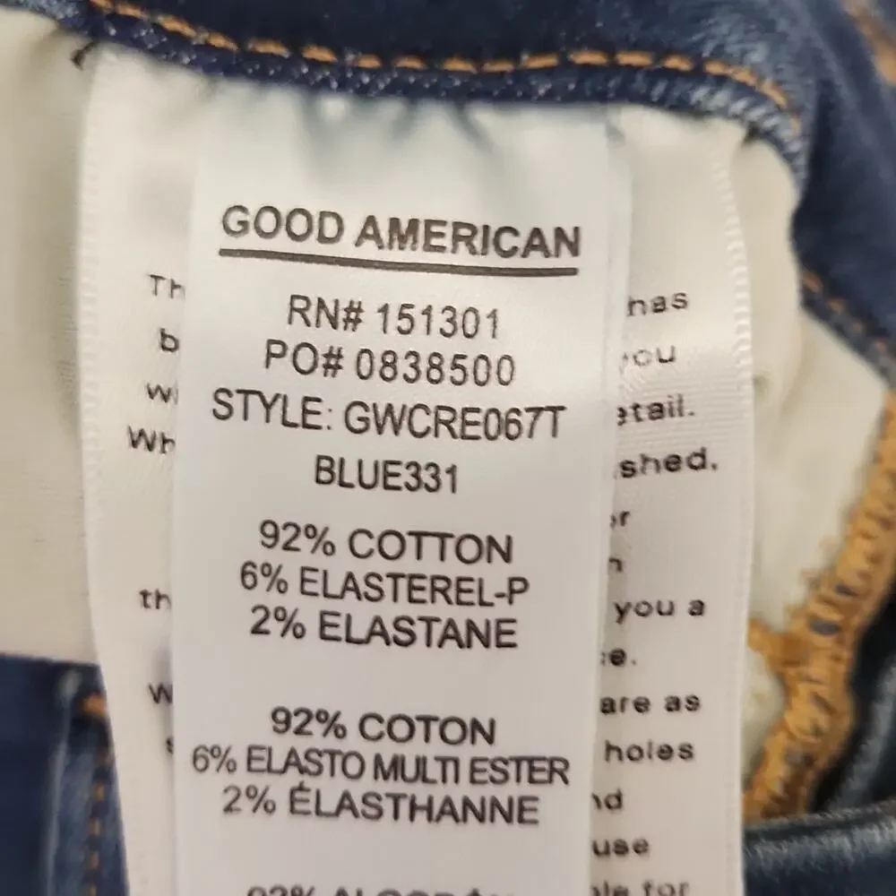Good American Women's Good Waist Crop Jeans Size‎ 0/25 Raw Hem High-Rise Skinny